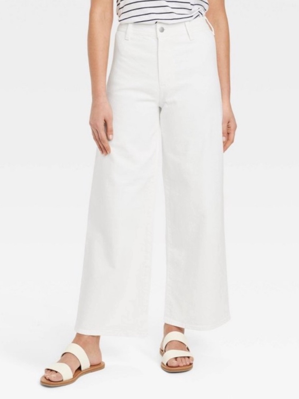 Universal Thread White High Rise Sailor Wide Leg Ankle Jeans